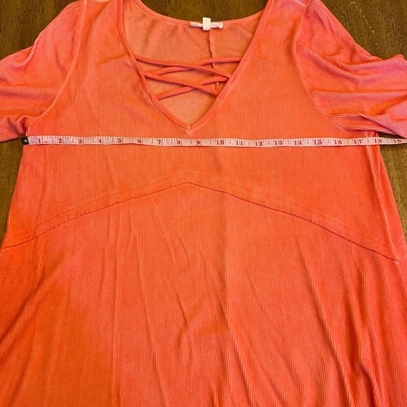 Easel Oversized Ribbed V-Neck T-shirt Sundress- Pink and Orange- Size S - Picture 8 of 12